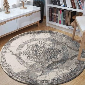 Кръгъл сив килим с мандала Ширина: 160 см | Дължина: 160 см
