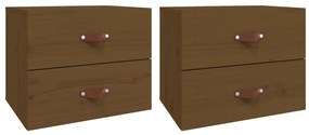 820983 vidaXL Нощни шкафчета за стенен монтаж 2 бр меденокафяви 50x36x40 см