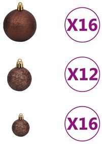 245714 vidaXL Комплект коледни топки от 100 части 3/4/6 см кафяво/бронз/злато