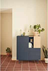 Висок скрин с чекмеджета в антрацит и естествен дъб 100x120 cm Otto - Teulat