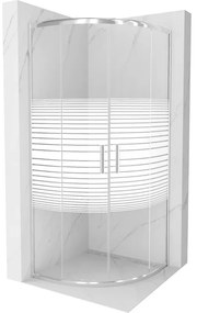 Mexen Rio полукръгла душ кабина 90 x 90 см, бели ивици, хром - 863-090-090-01-20