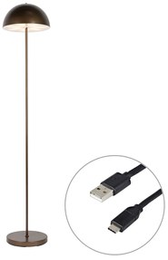 Подова лампа за външен монтаж тъмно бронз акумулаторна 3-степенна димерна - Keira