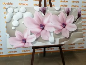 Картина на платно – Магнолия на абстрактен фон