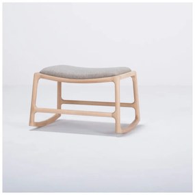 Отоман с конструкция от дъбово дърво и седалка от синьо-сив текстил Dedo - Gazzda