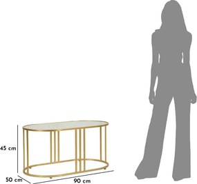 Бяла/златистa масичка за кафе със стъклен плот 50x90 cm Antalia – Mauro Ferretti