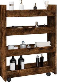 855263 vidaXL Тясна количка за съхранение 4 нива опушен дъб инженерно дърво