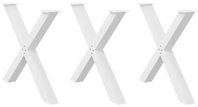 4012997 vidaXL Крака за трапезна маса, X-образни, 3 бр., бели, 90 x (72-73) см, стомана