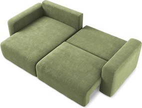 Зелен шенилов сгъваем/с място за съхранение ъглов диван (ляв ъгъл) Kona – Makamii