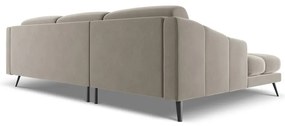 Бежов кадифен ъглов диван (ляв ъгъл) Nalu – Makamii