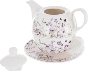 Бял/лилав порцеланов сервиз за чай Louka – Orion