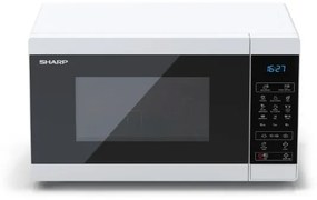 Микровълнова печка Sharp YC-MG02E-W, Fully Digital, Built-in microwave grill, Grill Power: 1000W, Cavity Material -steel, 20l, 800 W, LED Display Blue, Timer &amp; Clock function, Child lock, White door, Defrost, Cabinet Colour: White