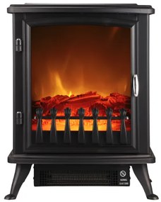 Свободностояща черна електрическа камина с ефект на пламък - 900/1800 W