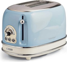 Тостер за хляб Ariete VINTAGE 0155/05, 810W, 2 филии, 3 функции, 6 степени, Подвижна тава за трохи, Син