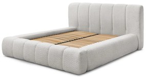 Светлосиво двойно легло 180x200 cm тапицирано с място за съхранение с включена подматрачна рамка Denali – Bobochic Paris