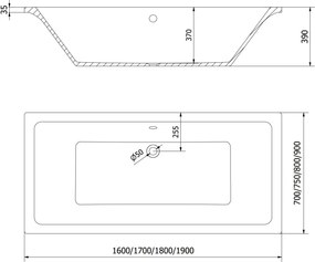 Mexen Cube правоъгълна вана 180 x 90 см с облицовка, бяла - 55051809000X