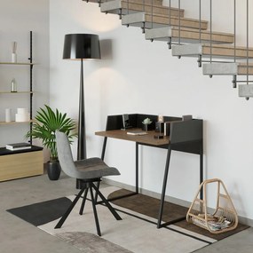 Черно работно бюро с детайли от орехово дърво Volga - TemaHome