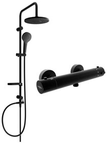 Mexen Erik външен душов комплект с дъждовна глава и термостатичен душ батерия Kai, черен - 77100205-70