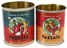 Декоративни кутии за съхранение в комплект от 2 бр. от калай ø 11x13 cm Passata – Rex London