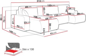 Ъглов диван Piano U-Кафяв