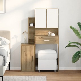 Sonata H Тоалетка с Огледало и LED осветление, Арт-сан дъб, Инженерна дървесина