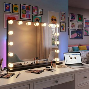 Огледало LED HOLLYWOOD Black 80x60