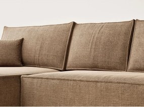 Светлокафяв шенилов сгъваем/с място за съхранение ъглов диван (ляв ъгъл) Maze – Maison de Rêve