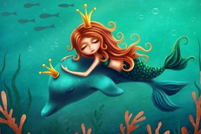 Картина на платно – Морска русалка с делфин