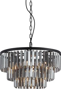 Модерен полилей черен с димно стъкло 9 лампи - Amel