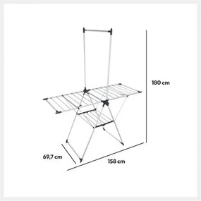Сушилник за дрехи 5five Sinai с релса за ризи, Метал, 16 m