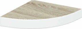 326630 vidaXL Стенен ъглов рафт, дъб и бяло, 25x25x3,8 см, МДФ