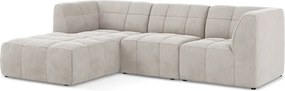 Бежов кадифен ъглов диван (ляв ъгъл) Aloha – Makamii