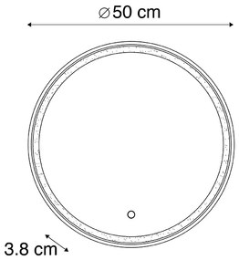 Огледало за баня черно 50 см с LED 3-степенно димиране с докосване кръгло - Miral