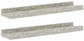 326699 vidaXL Стенни рафтове, 2 бр, бетонно сиви, 40x9x3 см