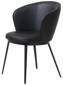Черен стол за хранене от изкуствена кожа Leath Gain - Unique Furniture