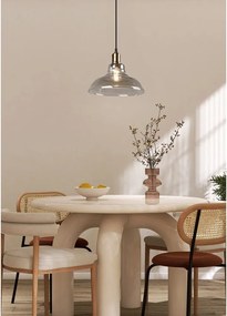 Метално висящо осветително тяло в месингов цвят със стъклен абажур ø 28 cm Aldo – Reality