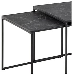 Матово черно масички за кафе в комплект от 3 бр. с плот от имитация на мрамор 60x120 cm Infinity – Actona