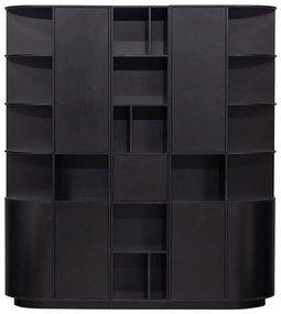 Черна модулна библиотека от масивен бор 196x210 cm Finca – WOOOD