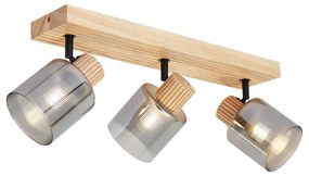 Модерен спот дърво с димно стъкло 3 светлини въртящ се и накланящ се - Gracy