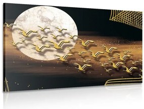 Картина на платно – Полет на птици по време на пълнолуние