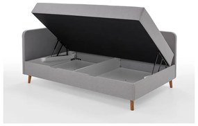 Светлосиво тапицирано единично легло с място за съхранение 120x200 cm Cabana - Meise Möbel
