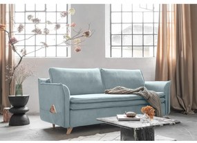 Светлосин кадифен разтегателен диван 225 cm Charming Charlie – Miuform