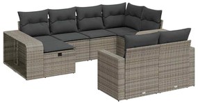 3326064 vidaXL Градински комплект диван с възглавници 10 части сив полиратан