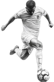 Модерен стикер за стена за детска и тийнейджърска стая - черно-бял футболист Šírka: 92 cm | Dĺžka: 142 cm