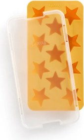 Форма за лед с капак Lekue 1010245, 23x11.8x3 см, 11 звезди, Стеарин, -40°C / +60°C, Жълт