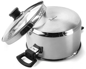 Тенджера Luigi Ferrero Sophia FR-3404, 22x12 см, 4.2 л, Стомана 18/10, Стъклен капак, Индукция, Инокс