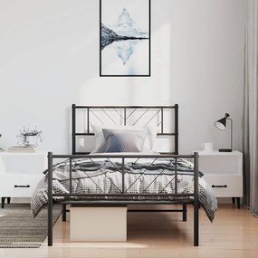 372191 vidaXL Метална рамка за легло с горна и долна табла, черна, 100x190 см