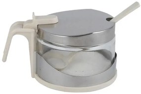 Стъклена захарница 200мл бяла - хром (409W)