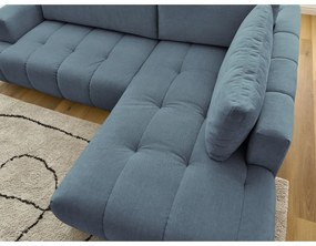 Син сгъваем/с място за съхранение ъглов диван (десен ъгъл/L форма) Fuji – Bobochic Paris