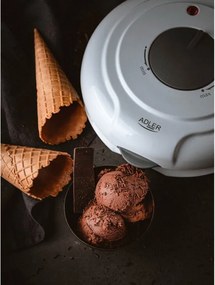 Разопакован: Уред за вафлени фунийки Adler AD 3038, 1500W, Незалепващо покритие, Плоча: 18 см, Бял