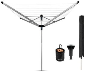 Външен простор Brabantia Lift-O-Matic Advance 90300255, 60 м, Регулируема височина, Котва за бетониране, Калъф, Торба с щипки, Резистентен на корозия, Инокс
